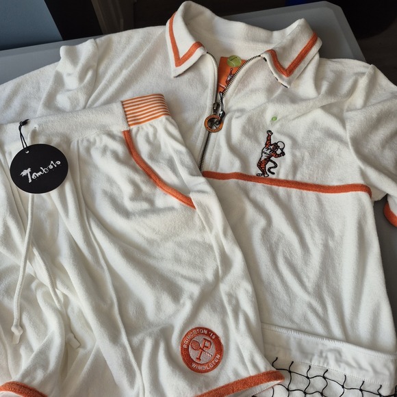 Tombolo Other - Tombolo Tennis Cabana Shirt Shorts Set Large Terry Cloth Princeton Wimbleten